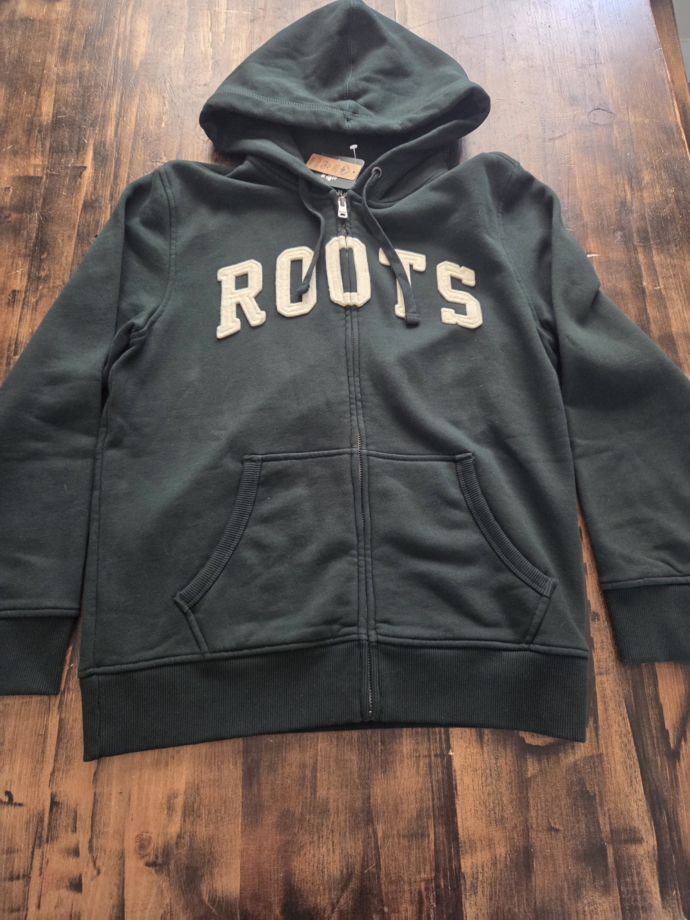 Roots Mens/womens Forest Green Zip Hoodie